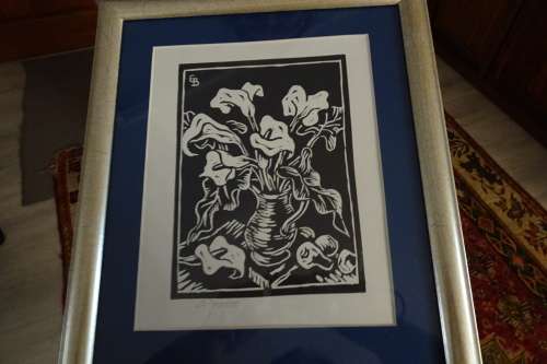 Gregoire Boonzaier 1909 - 2005 Linocut  Varkblomme  - Signed in Pencil