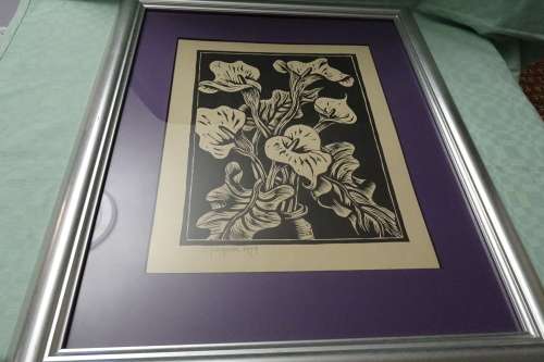 Gregoire Boonzaier 1909 - 2005 Linocut Arum Lillys - Signed in Pencil and dated 1979