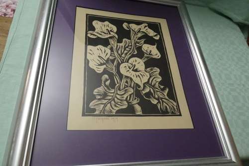 Gregoire Boonzaier 1909 - 2005 Linocut Arum Lillys - Signed in Pencil and dated 1979