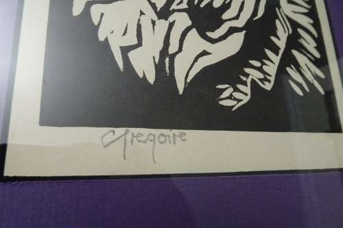 Gregoire Boonzaier 1909 - 2005 Linocut  Old man with hat  - Signed in Pencil