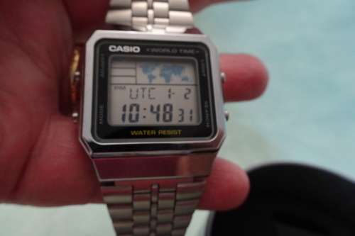 Casio World Time Water Resist Digital Watch 3437 A500 Stainless Steel Back made in China