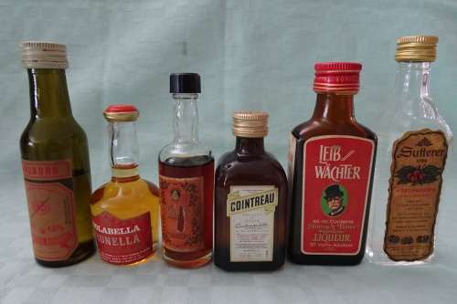 Lot of 6 Vintage Liqueur Miniature Bottles