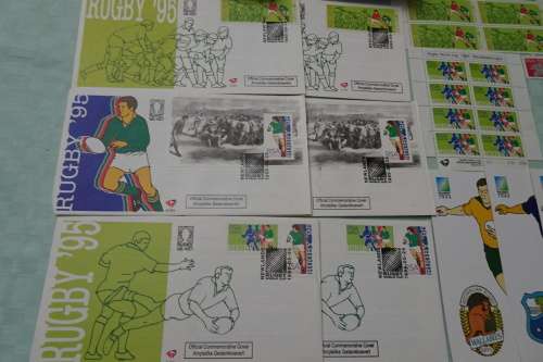 Commemorative Issue  -  S.A.Rugby 1995 World Cup  issued by Post Office Stamp and Post Card Set
