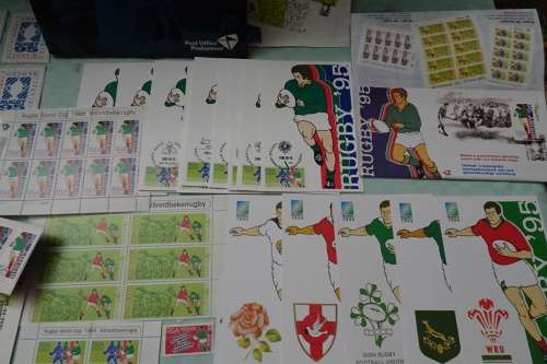 Commemorative Issue  -  S.A.Rugby 1995 World Cup  issued by Post Office Stamp and Post Card Set