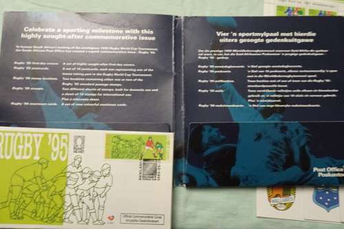 Commemorative Issue  -  S.A.Rugby 1995 World Cup  issued by Post Office Stamp and Post Card Set