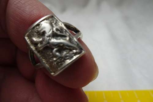 Stunning Sterling Silver Ring with a Lion Motive 4.5 grams -  18 mm Dim