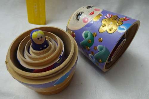 Set of Russian Babushka Nesting Dolls - 12 cm and down