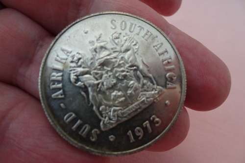 Silver 1973 South Africa  One Rand (From a Set) in good condition