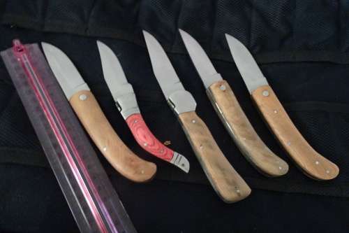Lot of 5 Interesting Pocket Knives In Stunning Knife Bag in Excellent Condition