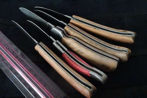 Lot of 5 Interesting Pocket Knives In Stunning Knife Bag in Excellent Condition