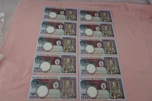 10 x 1973 Bango de Angola 100 Gem Escudos Notes in Number Order and Excellent Condition