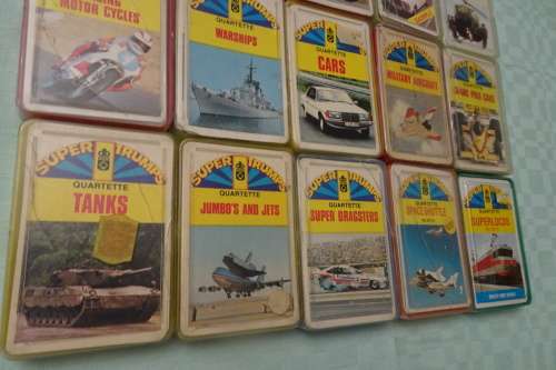 Big Collection of 15 Super Trumps Quartette Gaming Cards made in West Germany