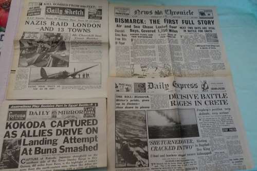 Very Interesting Lot of Four  WW 2 News Papers in good condition (See description)