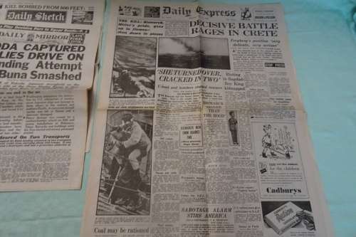 Very Interesting Lot of Four  WW 2 News Papers in good condition (See description)