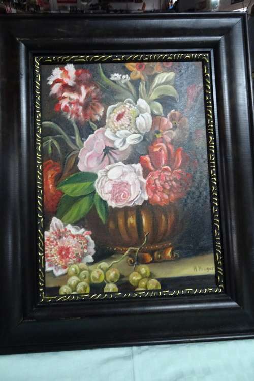 Framed Oil on Board "Still Life" Signed H Kruger in Beautiful Frame