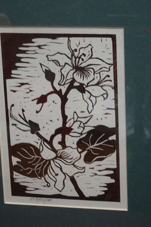 Gregoire Boonzaier 1909 - 2005  Linocut Hibiscus Signed in Pencil in excellent condition