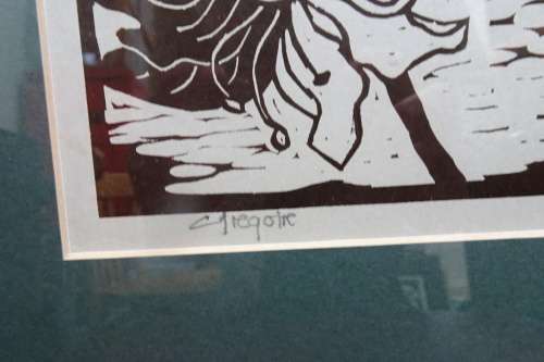 Gregoire Boonzaier 1909 - 2005  Linocut Hibiscus Signed in Pencil in excellent condition