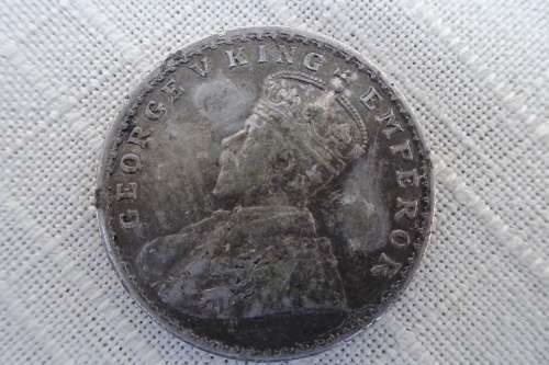 1916 George V King Emperor India-British One Rupee Silver Coin