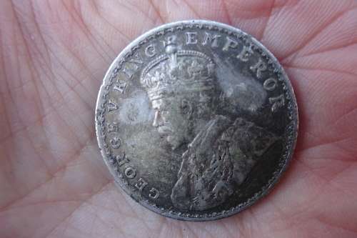 1916 George V King Emperor India-British One Rupee Silver Coin