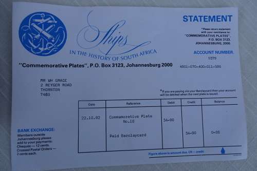 Ships In The History of South Africa -Golden Hinde (No10) Plate No: 0379  Boxed