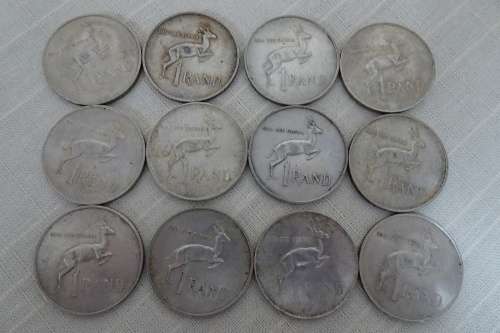 12  X 1967 Silver Republic of South Africa One Rand Coins (BID PER COIN)