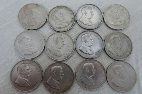 12  X 1967 Silver Republic of South Africa One Rand Coins (BID PER COIN)