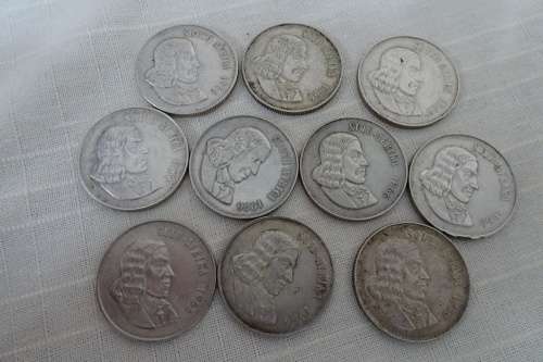 10 X 1966 Silver Republic of South Africa One Rand Coins (BID PER COIN)