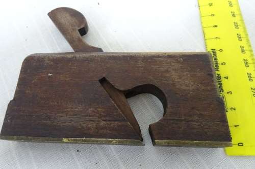 Very Small Vintage Brass and Wooden Rebate Plane  11.5 x 9 cm Marked J CLEMITSON