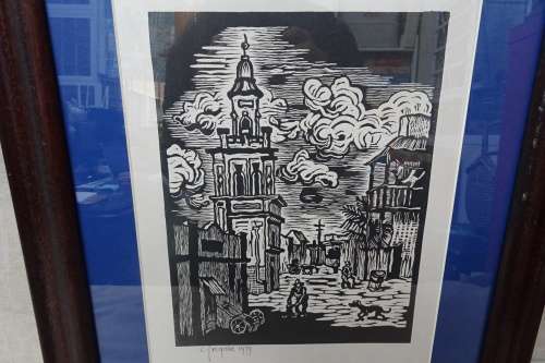 Gregoire Boonzaier 1909 - 2005  - Districk Six II Linocut - Signed in Pencil 1979