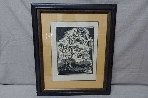 Gregoire Boonzaier 1909 - 2005  -Trees at riverside  - Signed in Pencil 1978