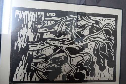 Gregoire Boonzaier 1909 - 2005  -Trees Linocut  - Signed in Pencil