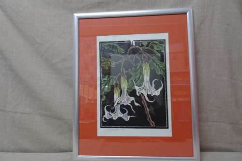 Gregoire Boonzaier 1909 - 2005  - Brugmansia Linocut - Signed in Pencil 1978