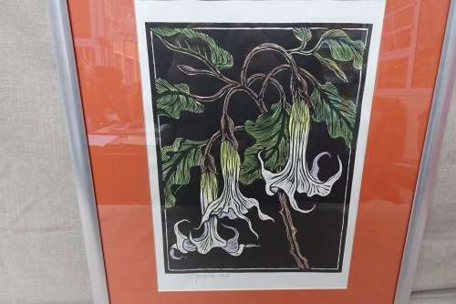 Gregoire Boonzaier 1909 - 2005  - Brugmansia Linocut - Signed in Pencil 1978