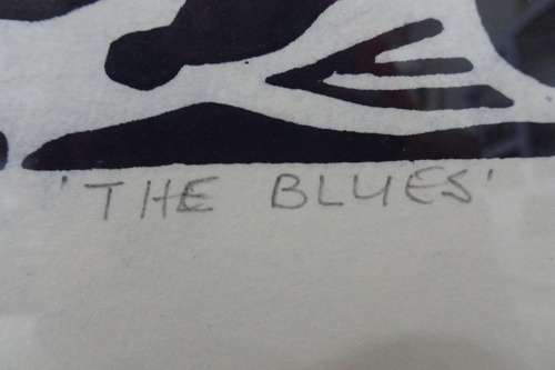 South Africain Artist Boycie Ezekiel Madiba (1948) Township Scene Limited Edition 14/50 Woodcut