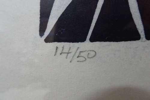 South Africain Artist Boycie Ezekiel Madiba (1948) Township Scene Limited Edition 14/50 Woodcut