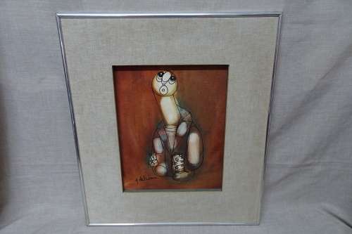 South Africain Artist Hargreaves Ntukwana Mixed Media on Board  48 cm x 55cm