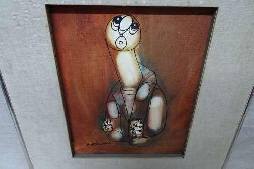 South Africain Artist Hargreaves Ntukwana Mixed Media on Board  48 cm x 55cm