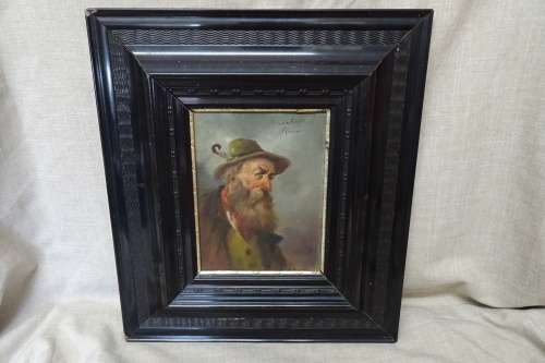 Beautiful Antique European Painting Oil on Board of Old Man - Artist Unknown