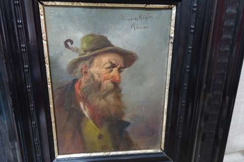 Beautiful Antique European Painting Oil on Board of Old Man - Artist Unknown