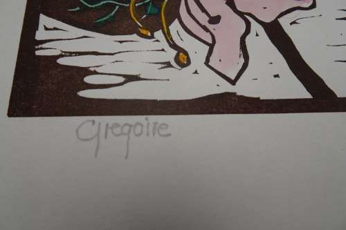 Small Gregoire Boonzaier 1909 - 2005 Coloured Hibiscus Signed in Pencil - Unframed 25 x 16 cm