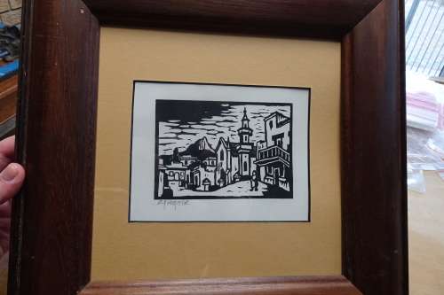 Gregoire Boonzaier 1909 - 2005  - Bo-Kaap Linocut Signed in Pencil in Beautiful Frame