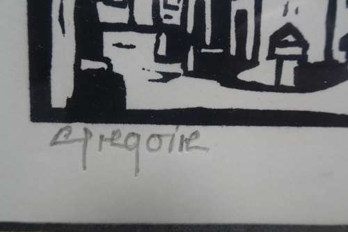 Gregoire Boonzaier 1909 - 2005  - Bo-Kaap Linocut Signed in Pencil in Beautiful Frame