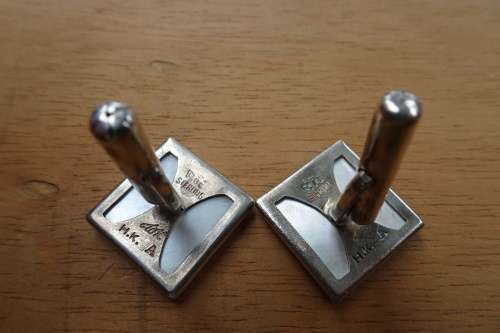 Rare Stunning 1950's to 1960's Hong Kong Sterling Silver and Mother of Pearl Cufflinks