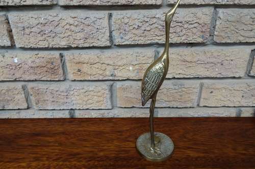 Beautiful Vintage Set of Two Brass Cranes, One Standing Straight and One Bending Over