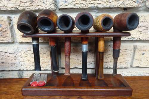 Interesting Collection of Pipes, Pipe Stands, Tobacco Holder and Smoking Accessories