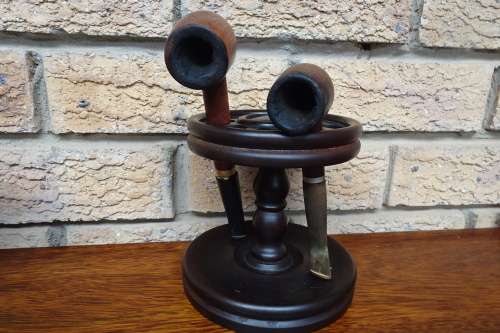Interesting Collection of Pipes, Pipe Stands, Tobacco Holder and Smoking Accessories