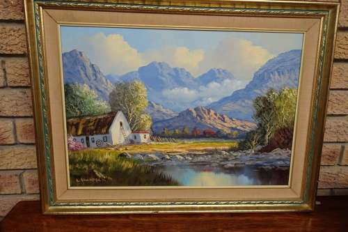 Beautiful Leslie Albertyn (1931 - 2011) Landscape. Dated 1974 and Signed. Oil on Board.