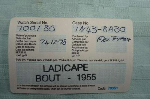 Seiko Quartz Water Resistant Mens Watch With Pouch Serial No: 700180