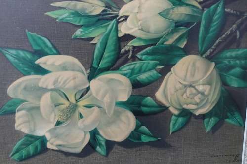 Rare Framed Vintage Vladimir Tretchikoff (1913 - 2006) Magnolias Print on Board (1950)