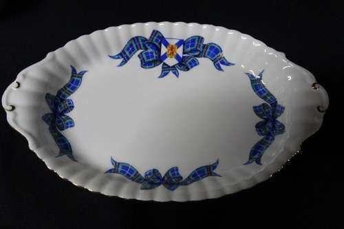 Vintage Royal Albert Bone China `Nova Scotia Tartan` Pattern Oval Sandwich/Cake Platter